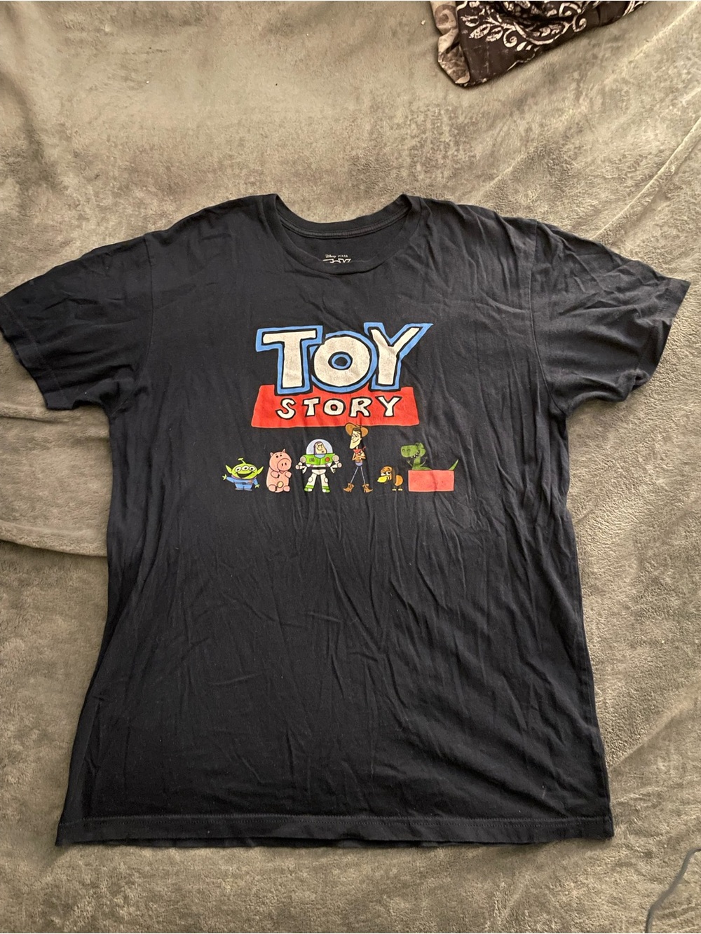 Disney Toy Story Black Graphic Tee with Red and Blue Logo